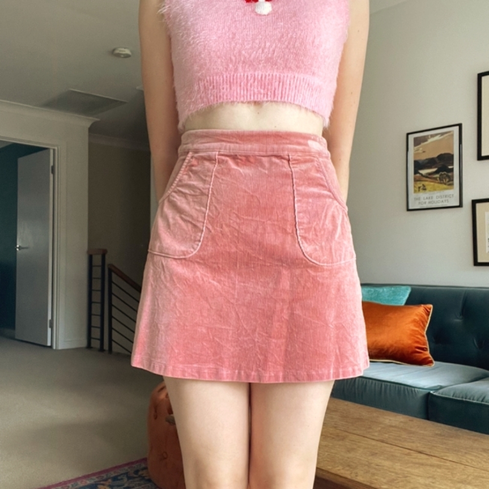 PRINCESS HIGHWAY Autumn Pink Cord Corduroy High Waisted A-line Mini Skirt - Picture 7 of 10